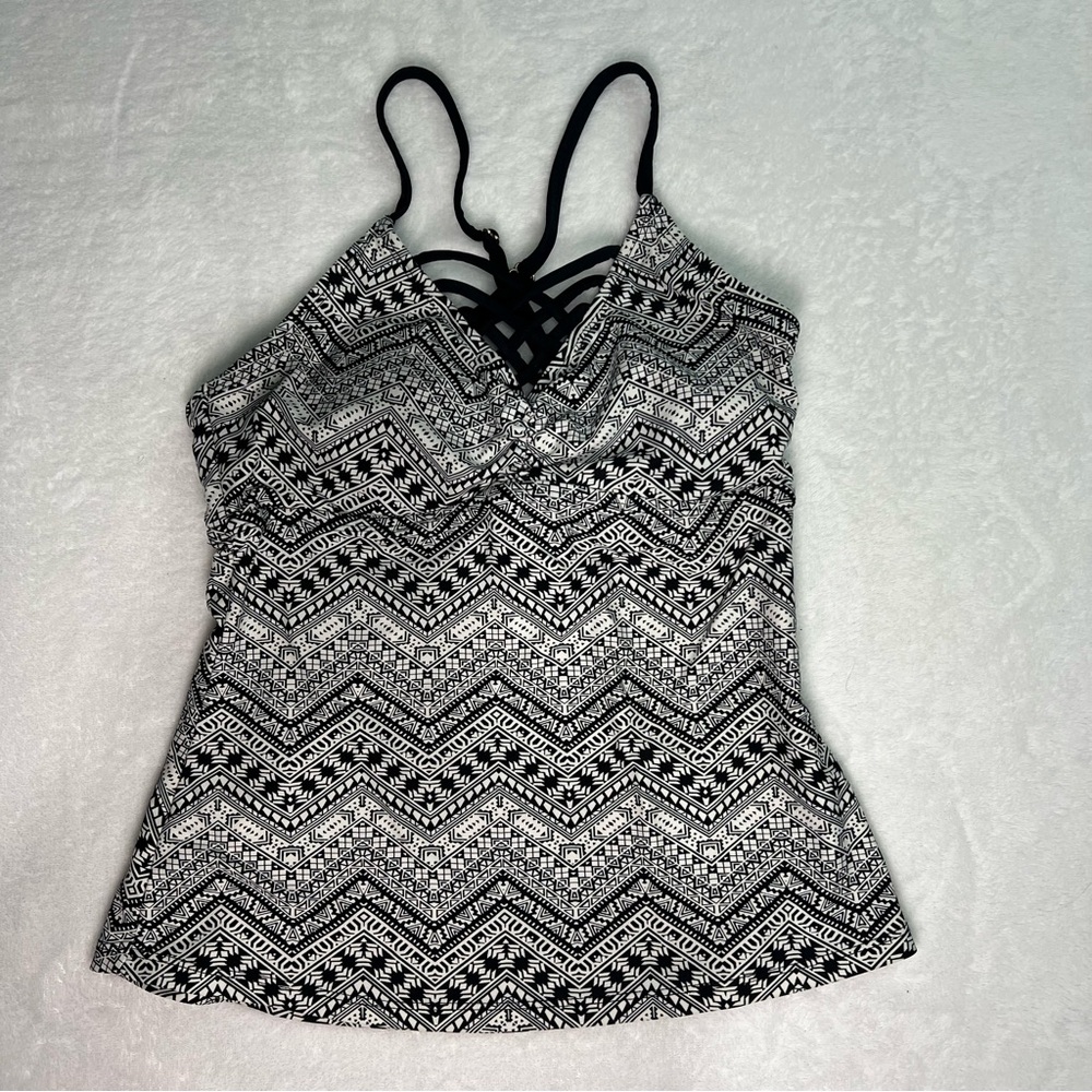 Arizona Jeans Women’s Swim Top Tankini Black White Size Small